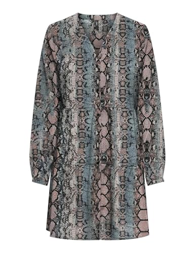 Robe boutonnée couleur bleu gris au design texturé et manches longues Onlnova Life