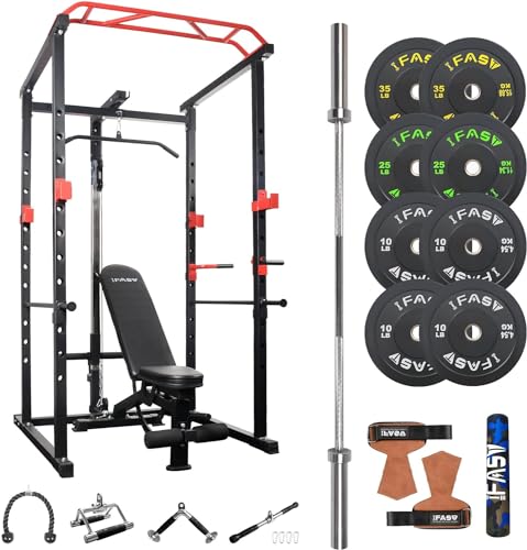 Home Gym Sets Multi-Functional Power Cage, for Developing Your Triceps, Biceps, Latissimus Dorsi, Trapezius, Back, Shoulders(Black, 55
