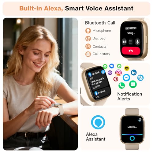 Smart Watch for Women Men, Alexa Built-in, 1.83" HD Touchscreen Fitness Tracker with Bluetooth Calling, Fitness Watch with Sleep Monitor, 100+ Sports Modes, IP68 Waterproof Smartwatch for Android iOS - Image 4