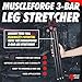 MuscleForge 3-Bar Leg Stretcher for Splits and Adductor Stretch - Legs Spreader to Over 180° Split Machine Trainer Groin Flexibility Ballet Stretching Equipment with Padded Grips and Strap Attached