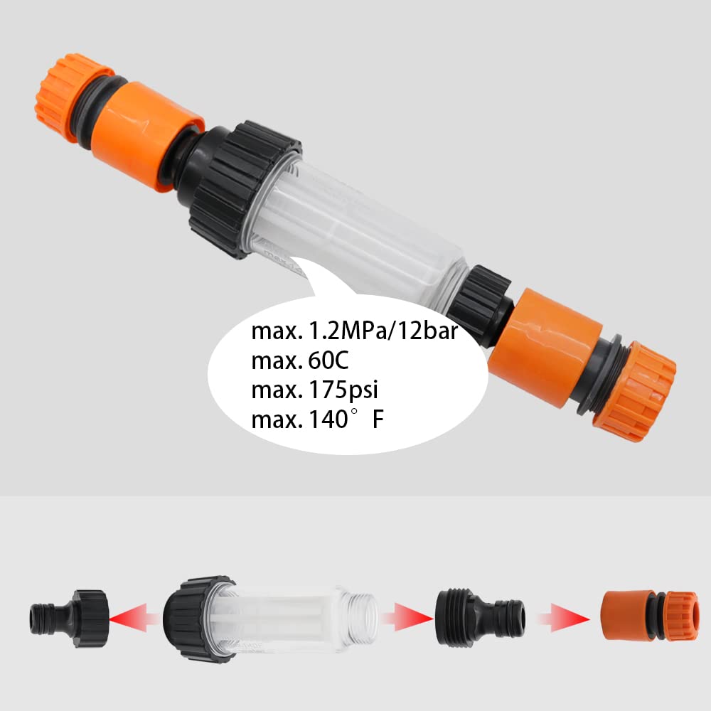 Filtro Acqua Per Tubo Giardino - 2 Pezzi 3/4", Con 4 Inserti E 5 Adattatori, Per - Foto 6