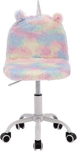 Miniatura 1 de DM Furniture Linda silla de escritorio para niños silla giratoria de computadora peluda para adolescentes con ruedas de brazos sillas ajustables de