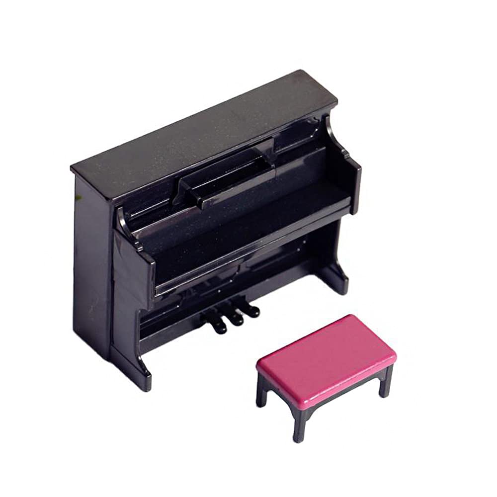 CENPEK Piano Miniature Avec Chaise, échelle 1:12, Meuble Maison De Poupée En Bois Noir, Dimensions 91x37x70 Mm, Pour Décoration Miniature, Scène De Fée, Chambre De Poupée, Accessoire Délicat