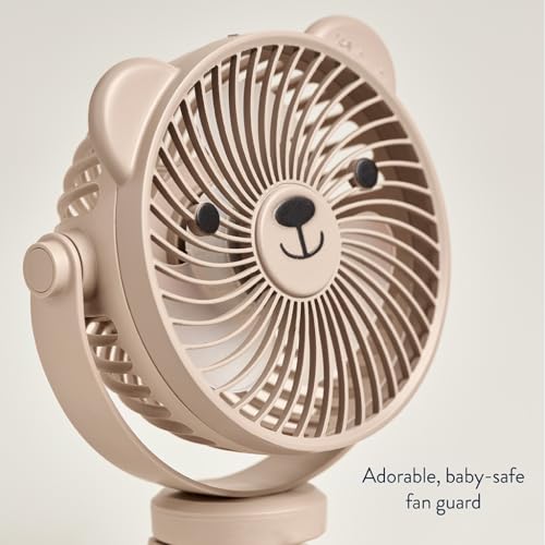Image of Itzy Ritzy Baby Stroller Fan - Rechargeable Fan Features 360 Degree Swivel, Flexible Wraparound Legs and 3 Speeds (Bear)