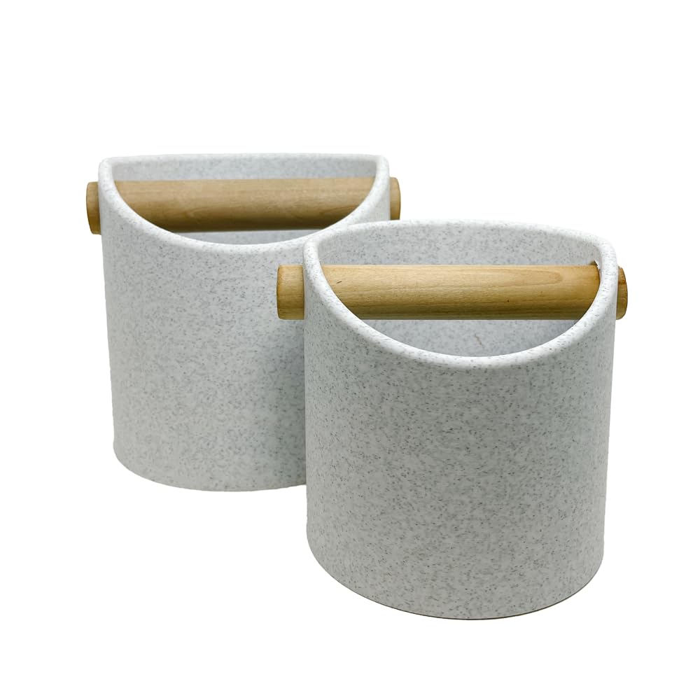Coffee Knock Box in Many Colors | Unique Gifts for Coffee Lovers | Barista Knock Box Customisable Grind Storage (Marble White, Small (10cm x 10cm x 10cm))