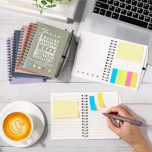 Carnets de notes à spirale Jetec avec stylos | Lot de 25 calepins Morandi pour l'école - 4