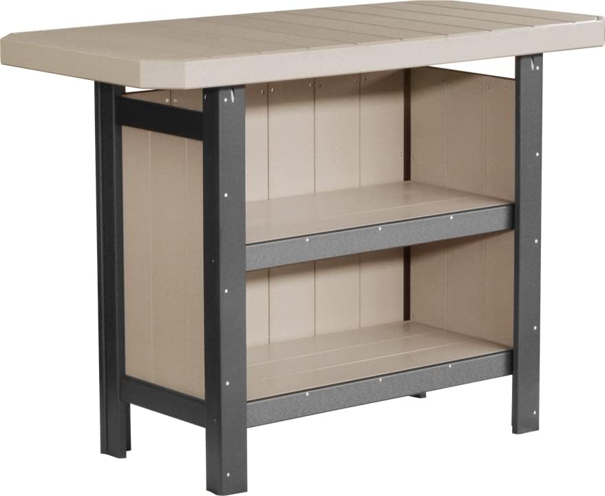 LuxCraft Mesa de bar de poliéster para exteriores, fabricada con plásticos reciclados, fabricada en Estados Unidos (madera y negro)
