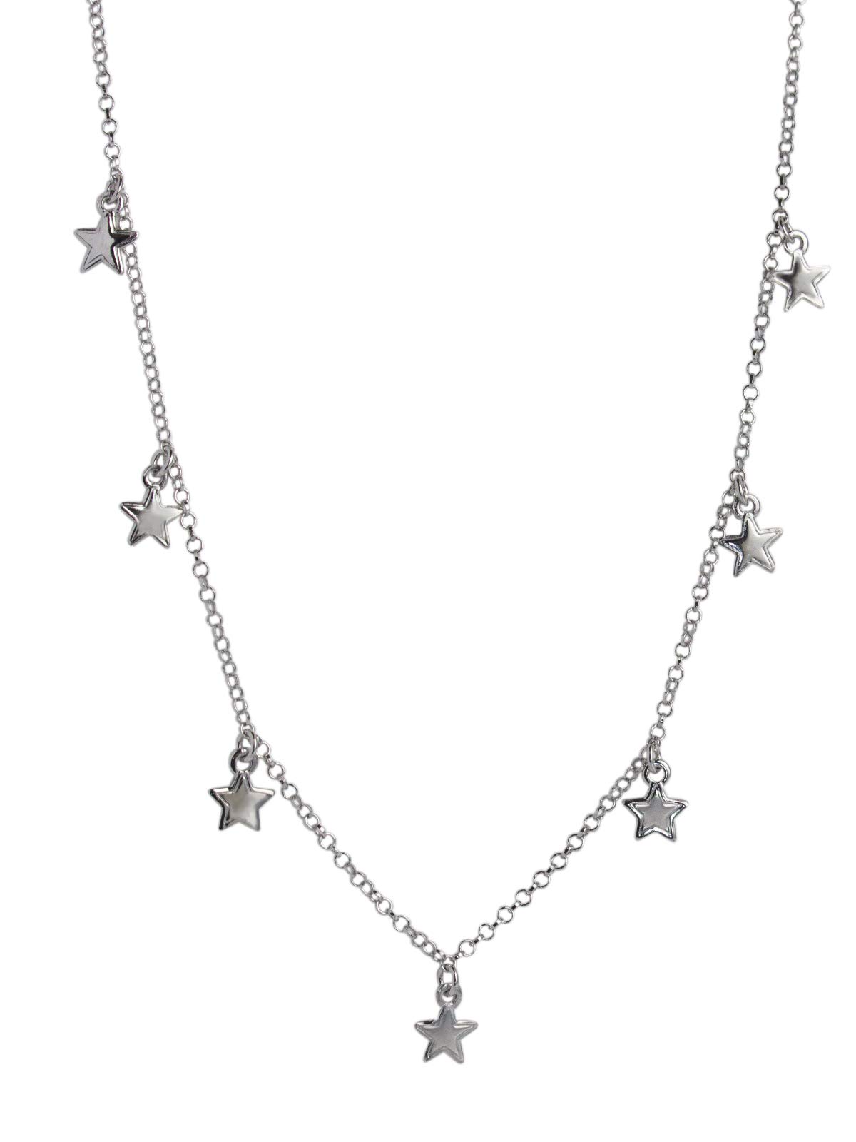 Aka Gioielli® - Collana Girocollo Donna Argento 925 Oro Rosa con Stelline e Piccole Pietre, Delicata Collana per Ragazza
