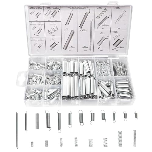 Wemoralix 200 Pcs Compression & Tension Springs Assortment Kit Steel Metal Extension Springs Set 20 Sizes for Mechanical Use