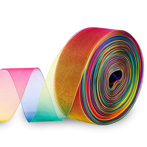 Molshine WMT-1-OR 50Yd X 1 Inch Sheer Organza Ribbon,Premium Quality Shimmer Ribbons,Chiffon Band cover