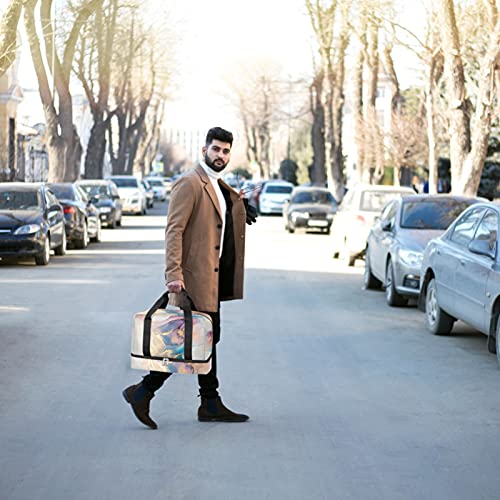 Travel Duffel Bag Abstract Colorful Marble Texture Waterproof Sports Tote Gym Bag Weekender Overnight Bag with Wet Pocket and Shoes Compartment Duffel Bag For Men Women