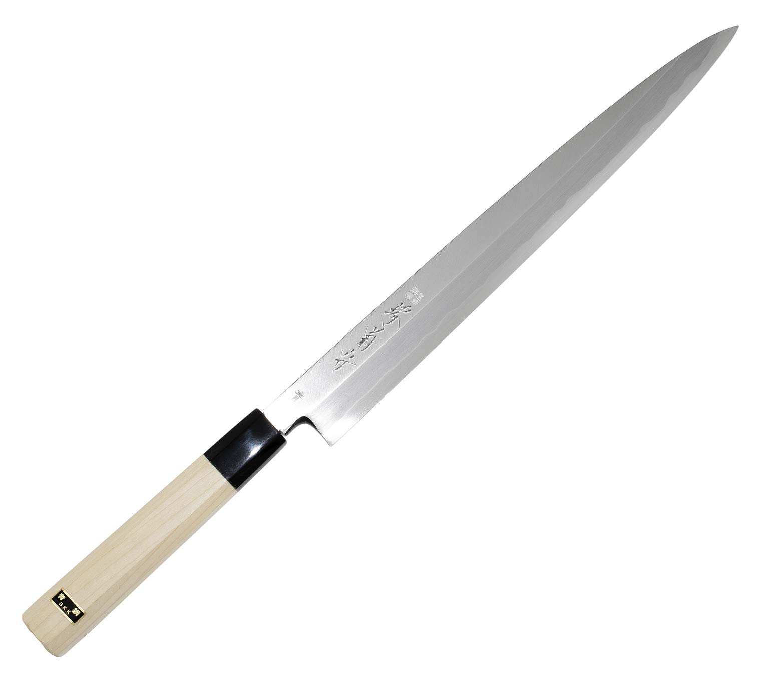 刃渡り約29cmの柳刃包丁 Amazon｜堺菊守 柳刃包丁 シルバー 刃渡り:約18cm 青鋼 柳刃 朴八角柄