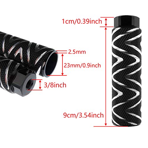 Zelerdo 4 Pack Aluminum Alloy Bike Pegs Foot Pedals Backseats Stands Fit 3/8 inch Axles (Black and Purple, 100x28 mm)