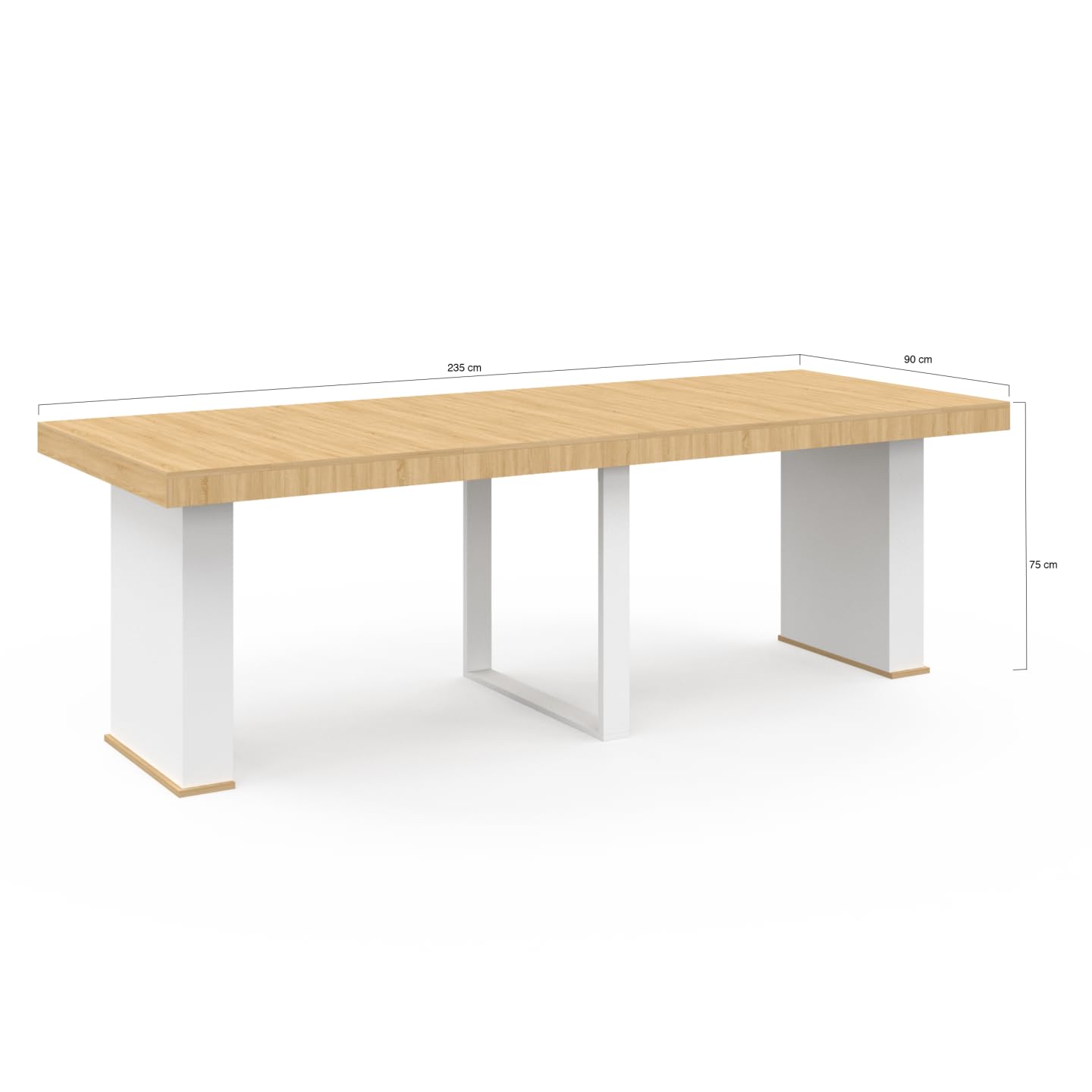 IDMarket - Mesa Consola Extensible Eden 235 cm para 10 Personas, Madera y Blanco
