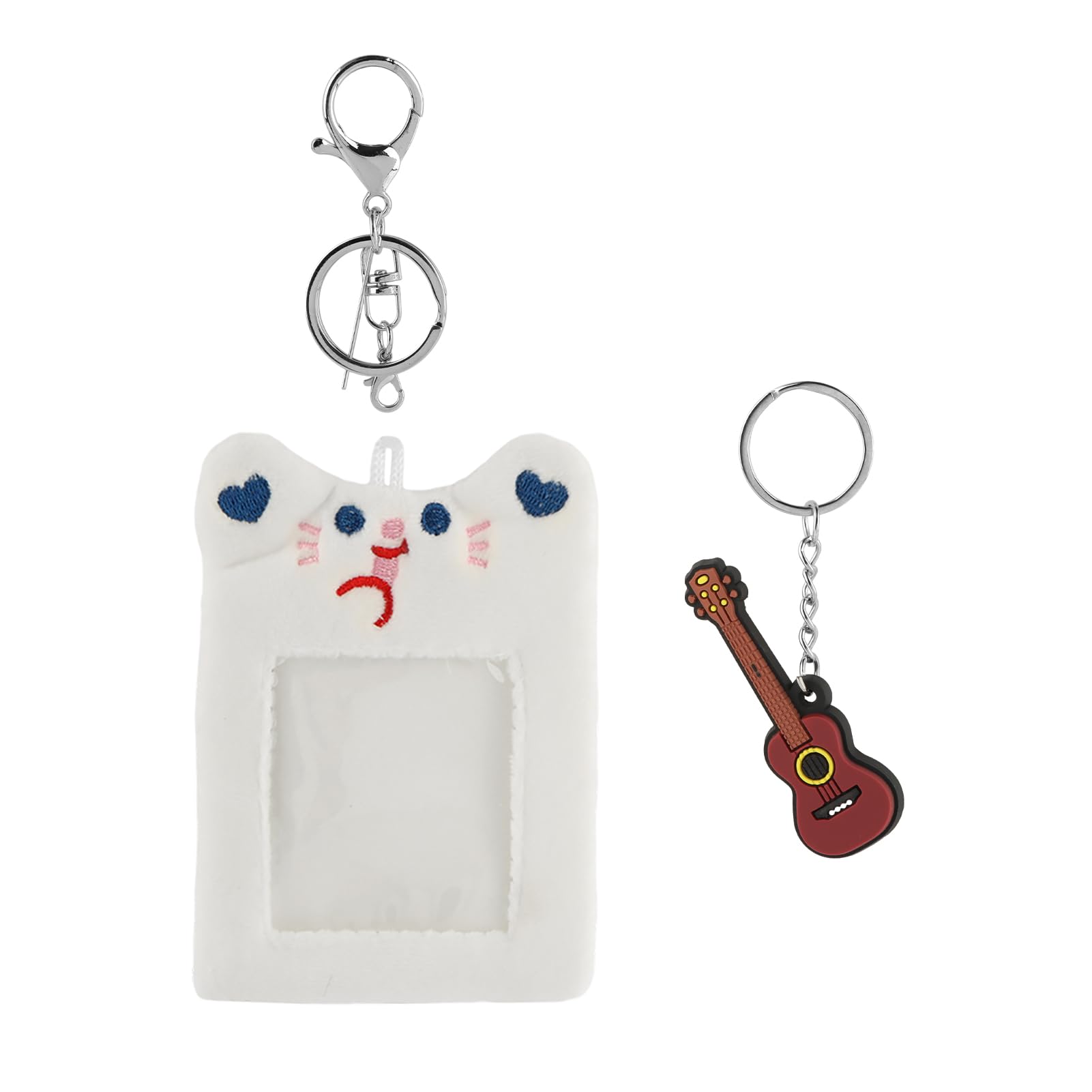 Serveyou 2pcs/set Photocard Holder,Photocard Keychain,Cute and Cartoon Kpop Keychain, Card Sleeve,Used for Keys, Car Rearview Mirrors, Children's School Bags or Wallets(White)