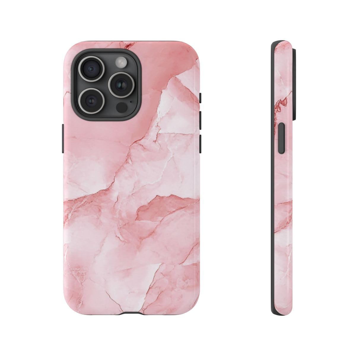 Coque iPhone 15 Pro Max marbre rose rigide et brillante