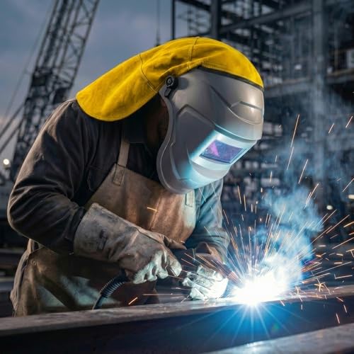Image of Welding Helmet Cover, Flame Retardant Neck Shield with Press Fit Seal, Anti-Glare Heat Resistant Protective Sleeve Compatible with Most Standard Welding Helmets