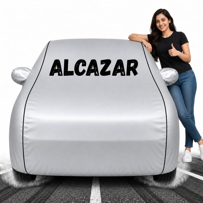 Image of Custom Fit Silver 100% Waterproof Alcazar Car Cover | Polyester Car Body Covers for Rain & Sun | UV Protection, Dustproof, Scratch Resistant, Windproof, Heat Resistant