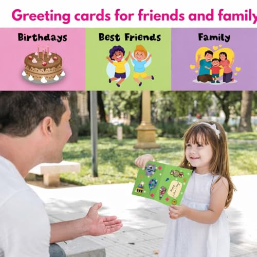 Image of SparkLPlay Greeting Card Making Kit Ages 4-12 | DIY Craft Kit | Make 4 Foil Cards | Gift for Kids Boys Girls | Cards for Friends & Family