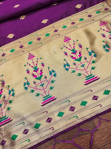 Image of DEVANGI Women's Woven Paithani Banarasi Silk Dupatta /Chunni For Women, Floral Print 1 Meter Wide and 2.3 Meter Length Printed Designer Dupatta /Chunni For Girls