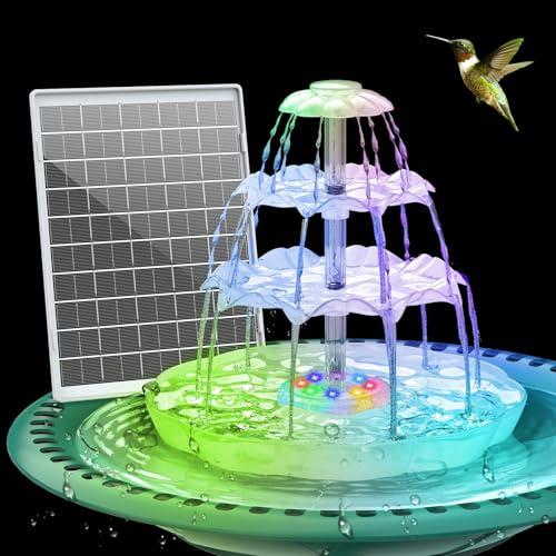 AISITIN 3-Stufige Solarbrunnen mit LED und Akku