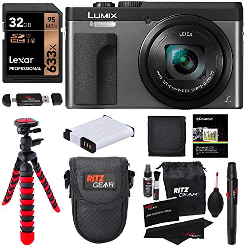 Panasonic DC-ZS70S Lumix 20.3 Megapixel, 4K Digital Camera, Touch Enabled 3" 180 Degree Flip-Front Display, 30x Leica DC Vario-Elmar Lens, Wi-Fi with 3" LCD, Silver, Lexar 32GB and Accessory Bundle