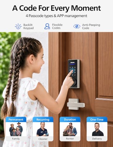 Philips WiFi Smart Lock with Handle, Fingerprint Keyless Entry Door Lock with WiFi Bridge, Smart Locks for Front Door with Handle Set, APP Remote Control, Work with Alexa&Google Assistant, Auto-Lock - image 5