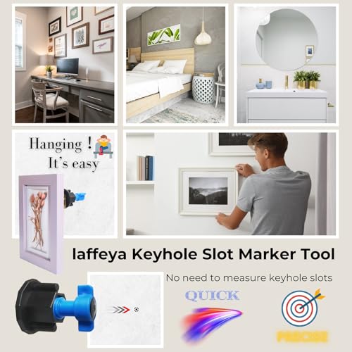 Image of Picture Hanging Marker, Frame Keyhole Hanger with Level and Spacing Ruler | Easy Frame Hanging and Leveling Tool, Device to Hang Pictures Evenly Mark Locations Tool (Ink Stamp)