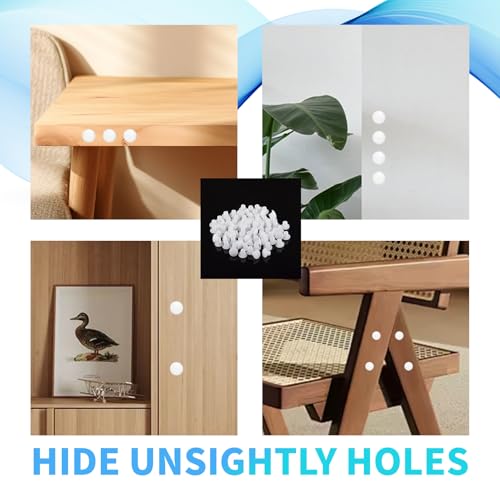 Image of 500 Pieces Plastic Hole Plugs Round Button - 3 /16 Inch Round Button Screw Caps for Nail, Screw & Partition Holes in Cabinets, Brackets & Shelves