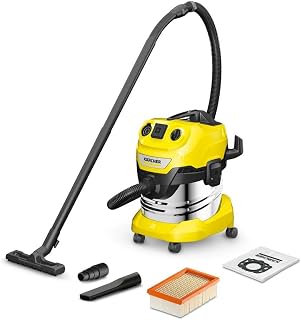 KÄRCHER Aspiradora en seco/húmedo WD 4 P S V-20/5/22, Potencia 1000 W, depósito Acero Inoxidable 20l, Manguera aspiración 2,2 m, función soplado, Enchufe botón automático on/Off, Bolsa Filtro Fieltro