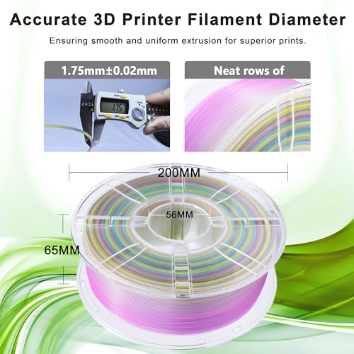 Image of iBOSS Transparent Multi Rainbow Color Gradient Change PLA Plus 1.75mm 1KG 3D Printing Filament Crystal Rainbow PLA+ Clear PLA PRO Filament with Cardboard Spool Fit Most FDM Printer
