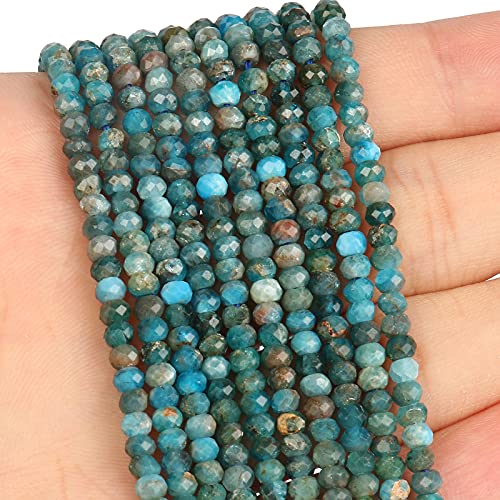 Song Xi 130pcs Faceted Apatite Stone Beads 3x2mm Briolette Stone Beads Loose Natural Stone Beads for Jewelry Making