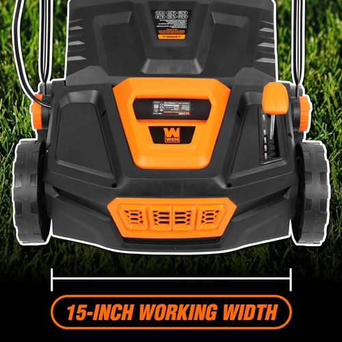 Image of WEN 15-Inch 13-Amp 2-in-1 Electric Dethatcher and Scarifier with 12-Gallon Collection Bag (DT1315)