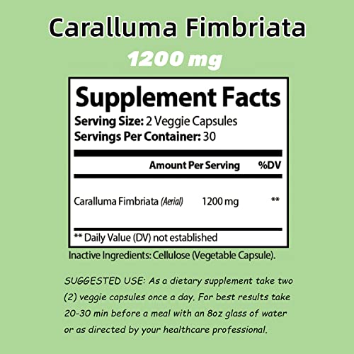 Ohoo Caralluma Fimbriata Extract 1200 Mg - Natural Weight Loss Supplement For Women & Men, Maximum Strength, Highly Concentrated, Made In Usa, Gluten Free, 60 Vegan Capsules #TOP5