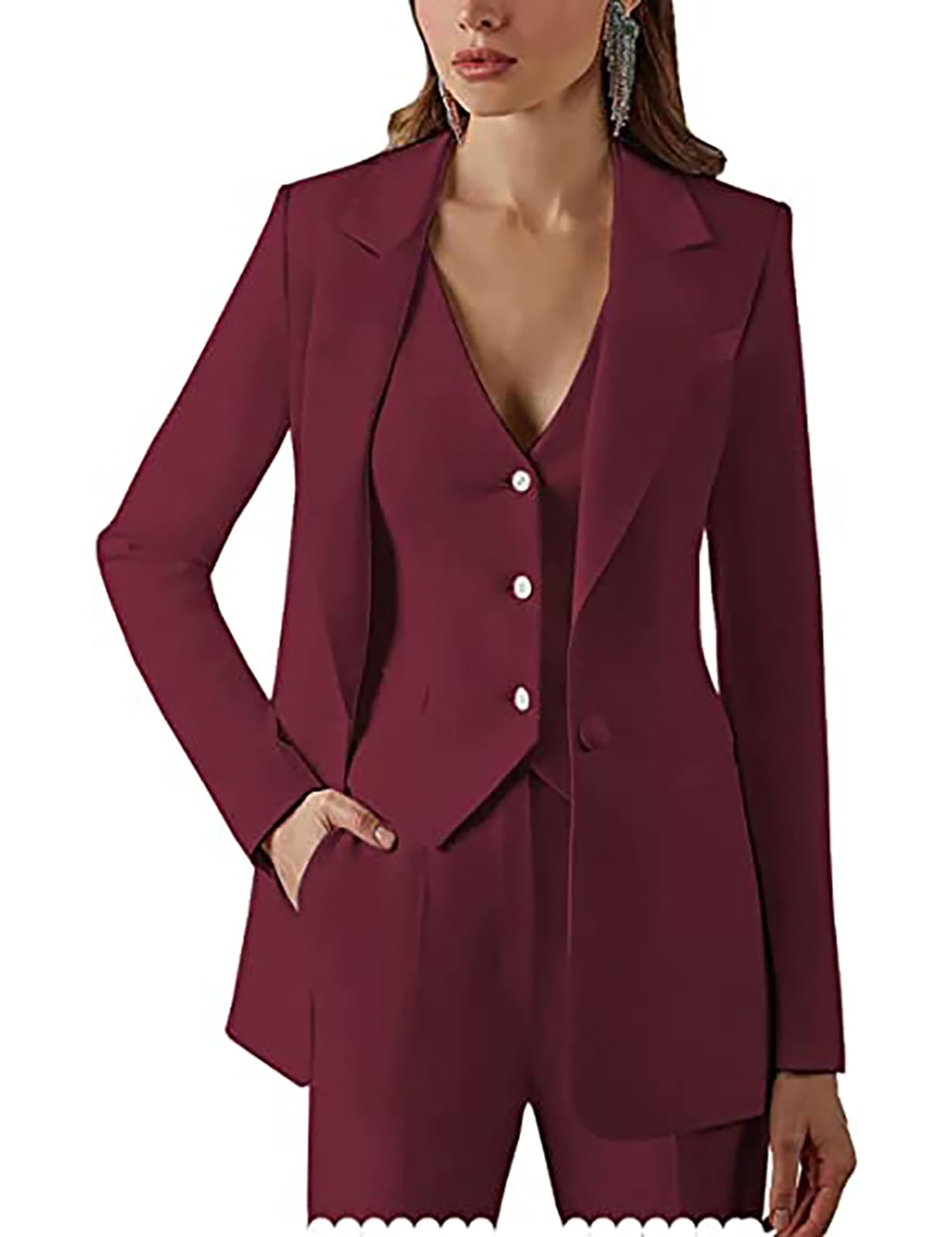 Womens Business Pant Suit One Button Blazer Set Pant Suits for Women Dressy Pants Suit for Office