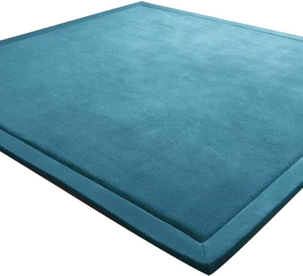 LEHOUR Verdickung Korallen Samt Teppich Kinder Krabbeldecke Weiche Tatami Teppiche Kinder rutschfeste Vergrößern Spielmatte (Blau, 80 * 150CM)