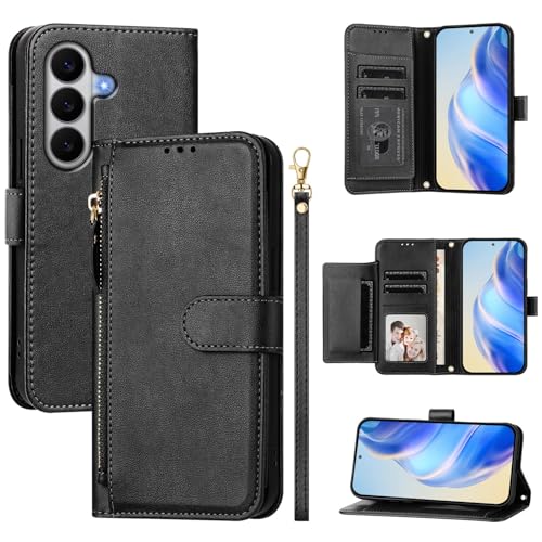 �X�}�z�P�[�X �Ή��@�� for Samsung Galaxy A57 �X�}�z�P�[�X�y�J�[�h�z���_�[�E�E�H���b�g�E�}�O�l�b�g�o�b�N���E�t���b�v�E�X�^���h�@�\�t���zBlack