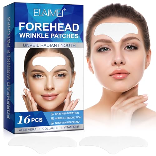 Parches Antiarrugas Frente 16PCS, Parches Antiarrugas con Aloe, Colágeno, Vitamina E para Desafía La Edad Avanzada, Hidratación Profunda Eliminar las Líneas Finas las Arrugas&Líneas