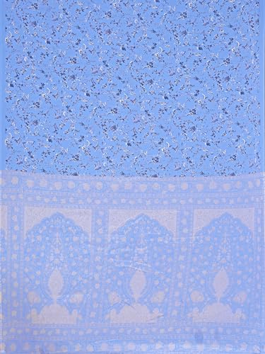 Image of Garden Vareli Floral Print Crepe Saree With Unstitched Blouse Piece