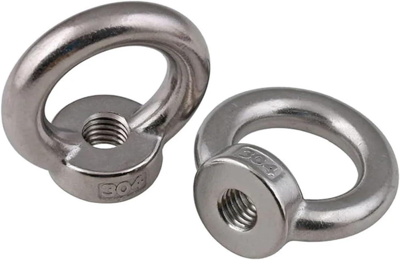 SeroNi 1/2pcs Lifting Eye Nut M3 M4 M5 M6 M8 M10 M12 M14 - M24 304 Stainless Steel Eye Nut Rings Nut Thread Loop Hole for Cable Rope Lifting(M24(1pcs))