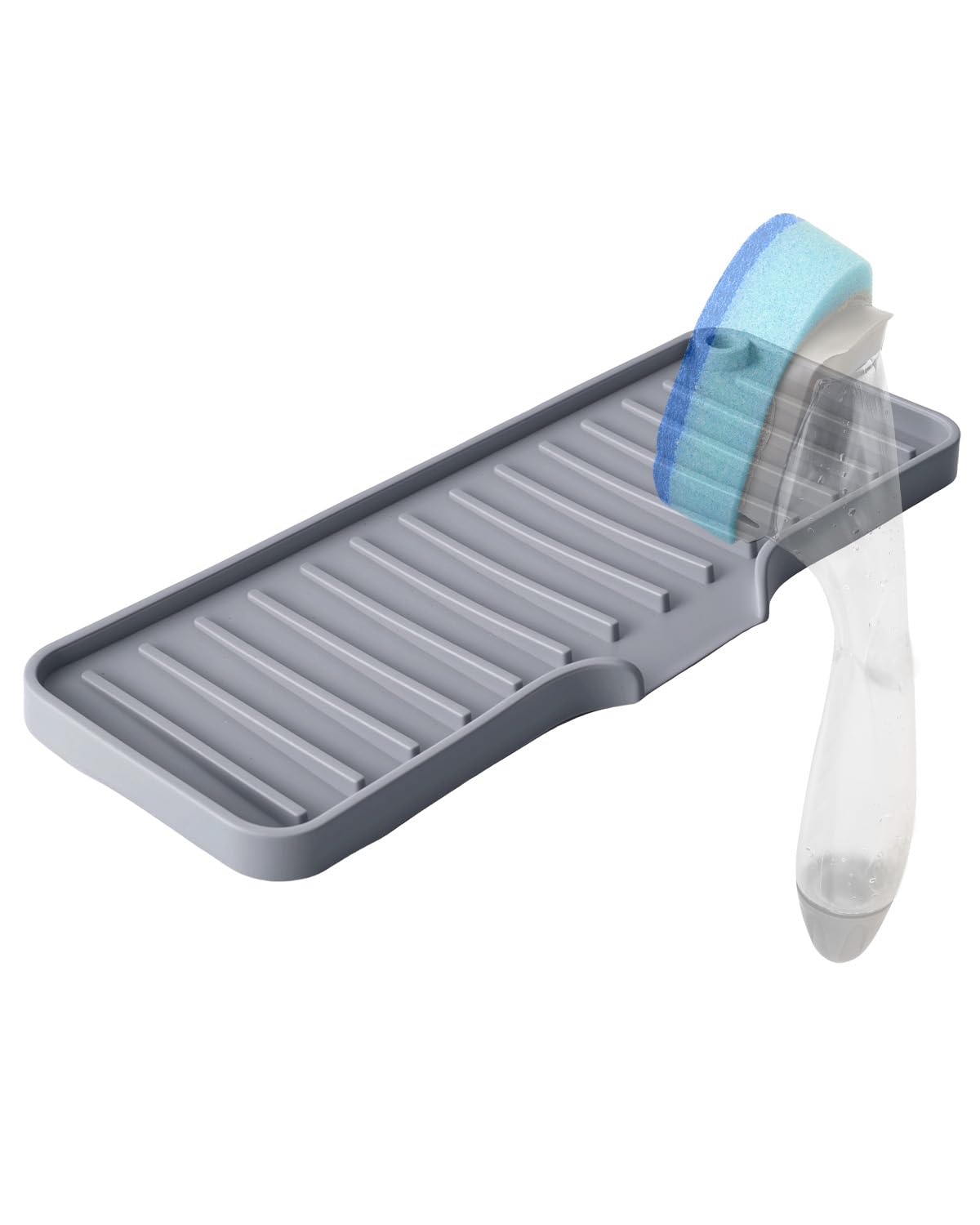Dish Wand Holder Compatible with Scotch-Brite Dishwand Silicone Sponge Holder Kitchen Sink Organizer Tray for Dish Caddy Soap