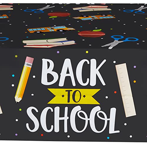 Image of BLUE PANDA School-Themed Disposable Plastic Tablecloths - 54 x 108 in, Multicolor, 3-Pack, Durable - Party & Classroom Decor Plastic Table Cover