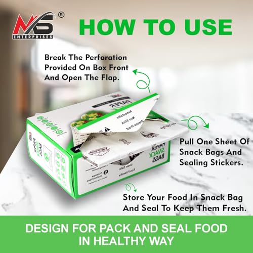 Image of Multi-Purpose Paper Snack Bags with Sealing Stickers | Pack of 60 Bags, 8x6 Inch Each