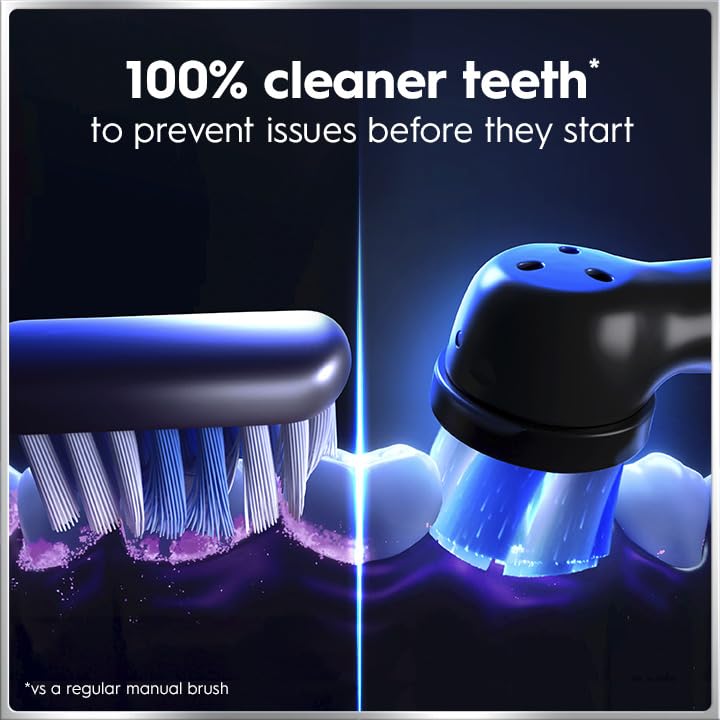 Image of Oral-B Rechargeable Electric Toothbrush, iO7 Limited Deep Clean + Protect, 5 Cleaning Modes, Interactive Display, Visible Pressure Sensor, 2 Brush Heads, Charging Travel Case, Sapphire Blue