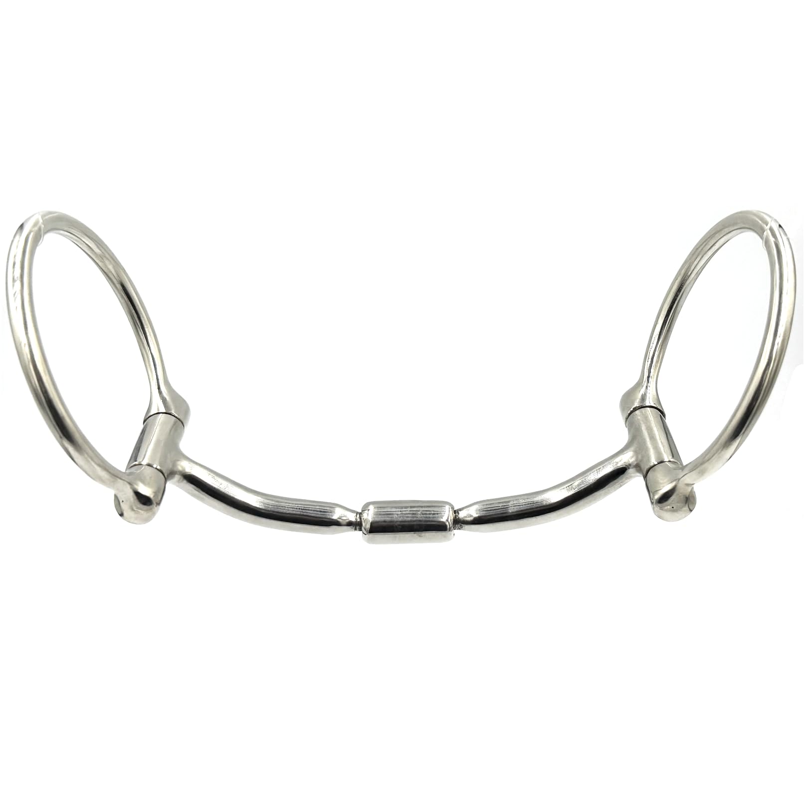 ES0261 JW Gebiss Westerngebiss D-Ring D-Trense Doppelt Gebrochen mit Roller aus Edelstahl Gebissstärke 10 mm (13.5 cm)