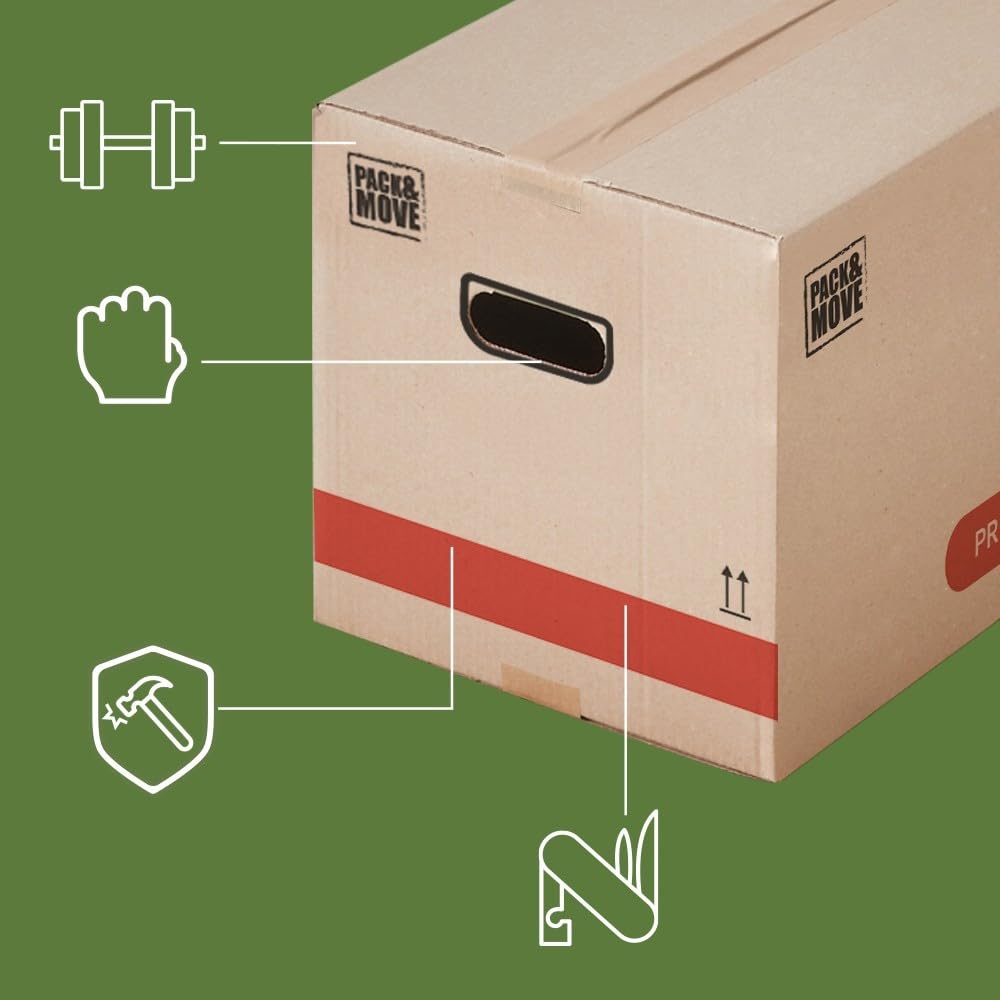 Cartons Déménagement Livres Premium 40 x 30 x 30 cm Extrême Résistance 30 kg Poignées Renforcées 1 Adhésif Offert
