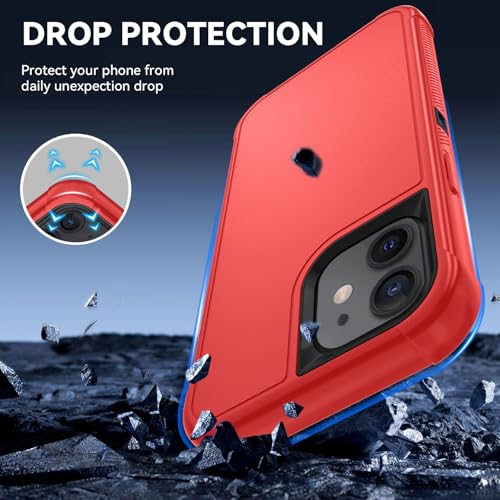 Image of SunStory Compatible with iPhone 11 Case with HD Screen Protector, 3-Layer Heavy Duty Full-Body Cover,3 in 1 Hybrid Protective Case for iPhone 11 6.1 inch,Red