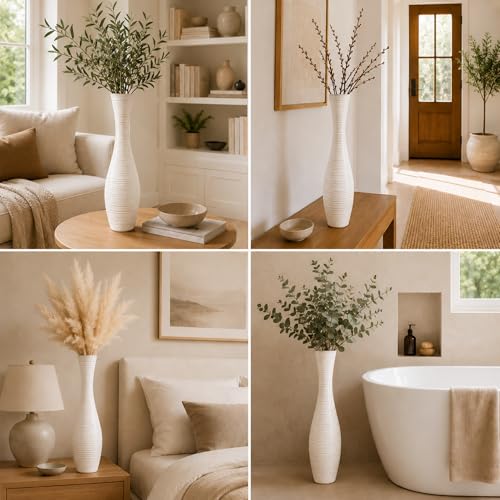 Image of Leewadee Large Floor Vase 20 inches Polyresin for Pampas Grass, Dried Flowers