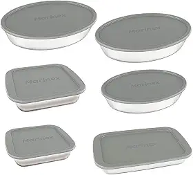 Jogo de Assadeiras Marinex, 6 Peças, Com Tampa, Vidro