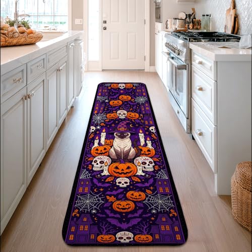 Alfombra para gatos rectangular antideslizante pasillo Halloween 2x8 4